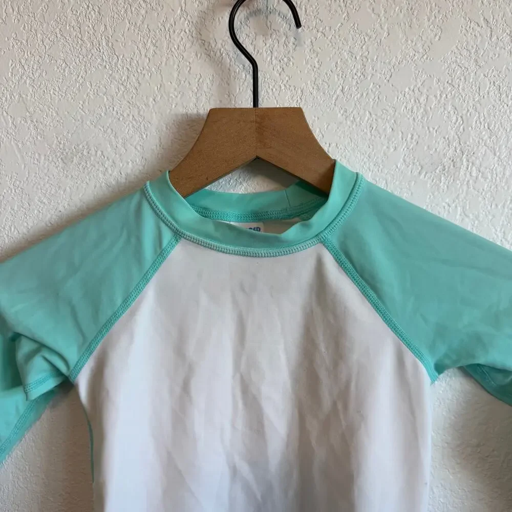 Rugged Butts Baby Boys Colorblock Long Sleeve Rash Guard Island Blue White 3T